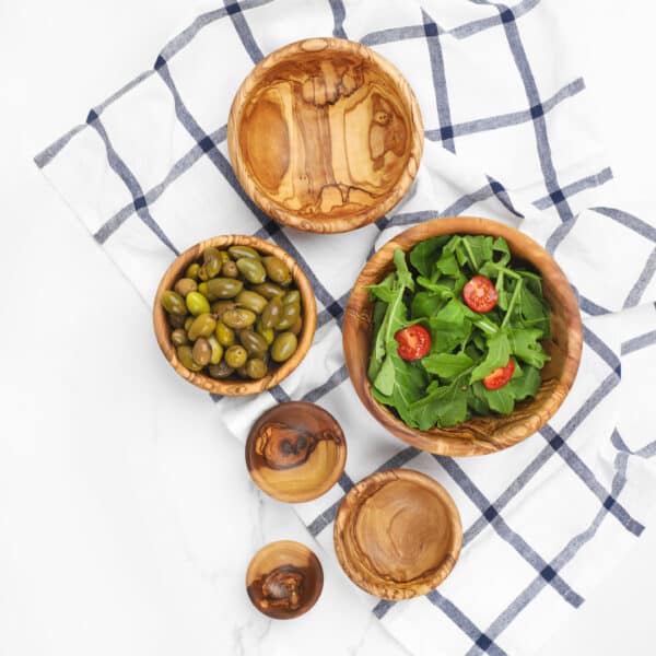 Set of 6 Wooden Bowls from small to medium sizes/ Wood Bowls handmade from Olive Wood (FREE Organic Wood Conditioner)