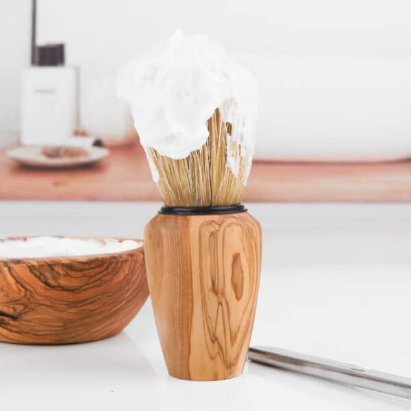 Olive Wood Shaving Set for Men – Handmade Brush, Bowl & Straight Razor | Artisraw Tunisie