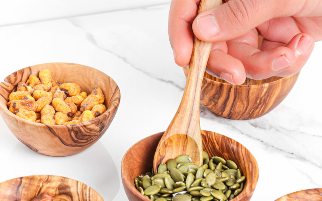 Set of 6 Small Olive Wood Bowls Handmade
