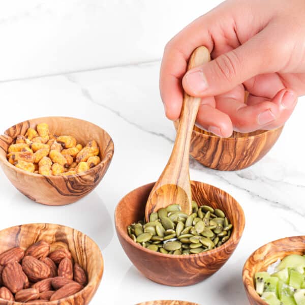 Set of 6 Small Olive Wood Bowls Handmade